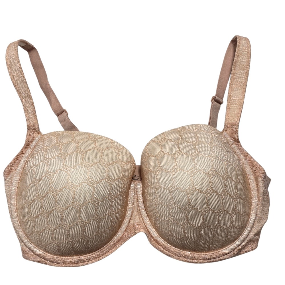 Soma‎ Stunning Support Geo Lace Full Coverage Bra 36DDD Nude Adjustable Straps